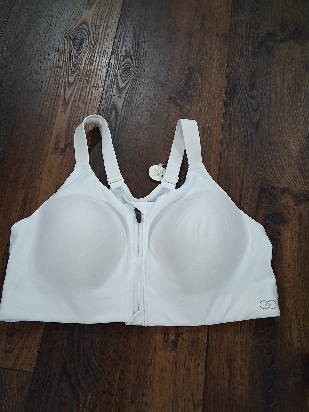 CALIA Infinity Zip-Front White Sports Bra
